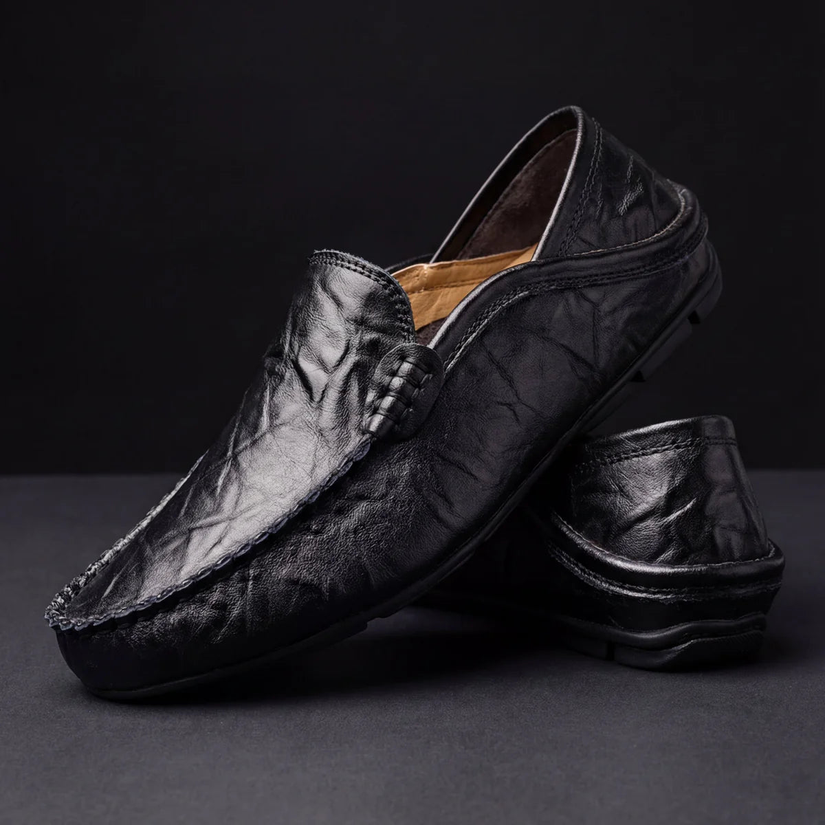 Jorick - Mocasines de Cuero Genuino Flexible