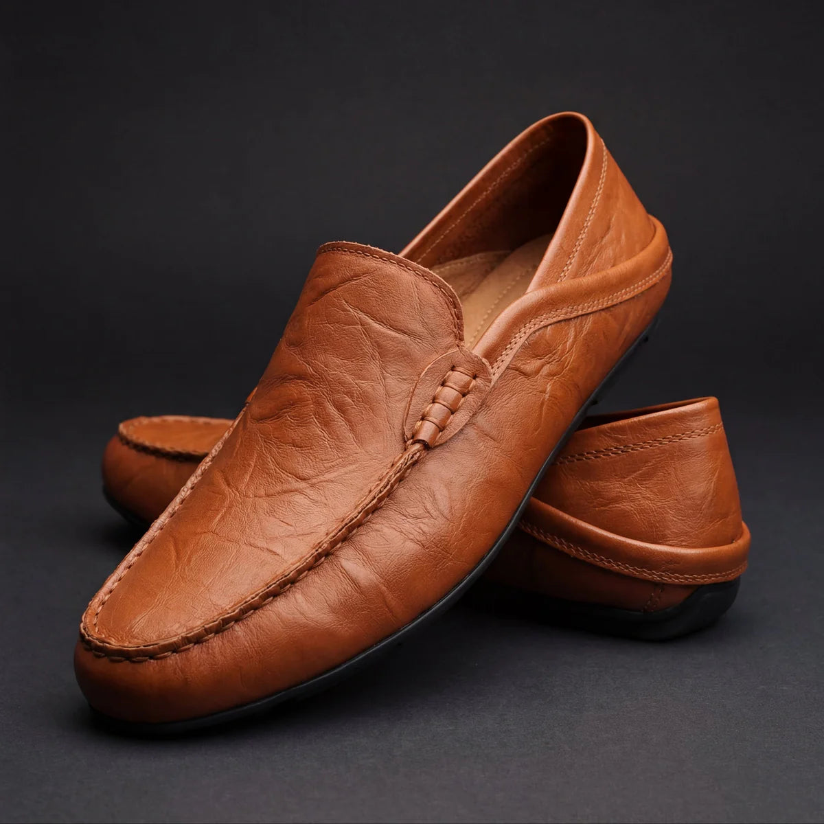 Jorick - Mocasines de Cuero Genuino Flexible