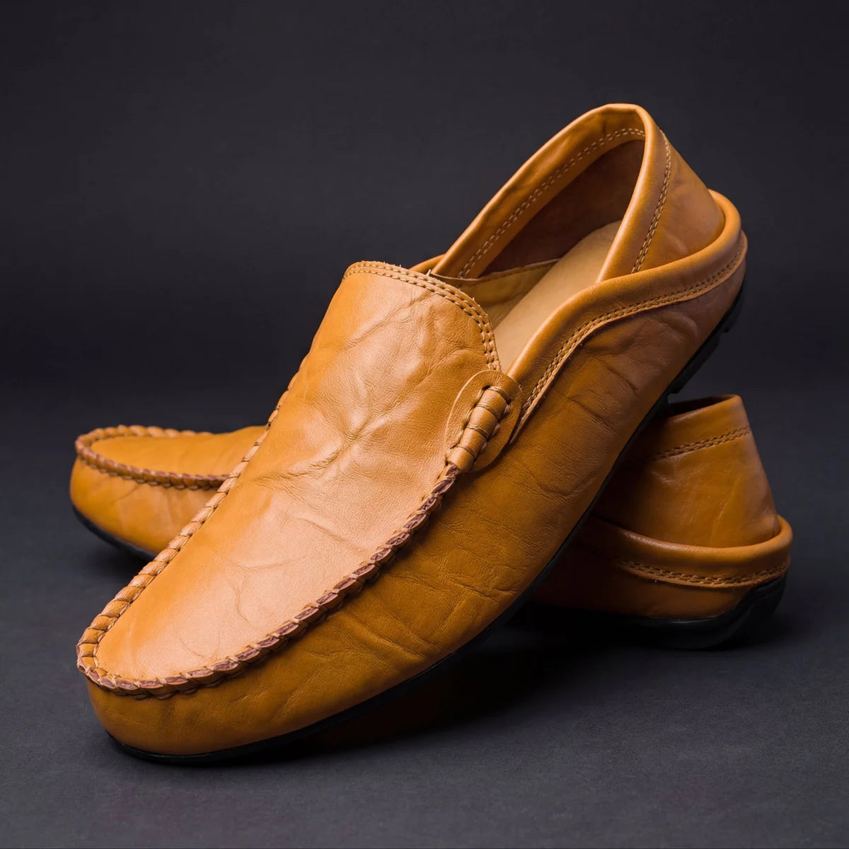 Jorick - Mocasines de Cuero Genuino Flexible