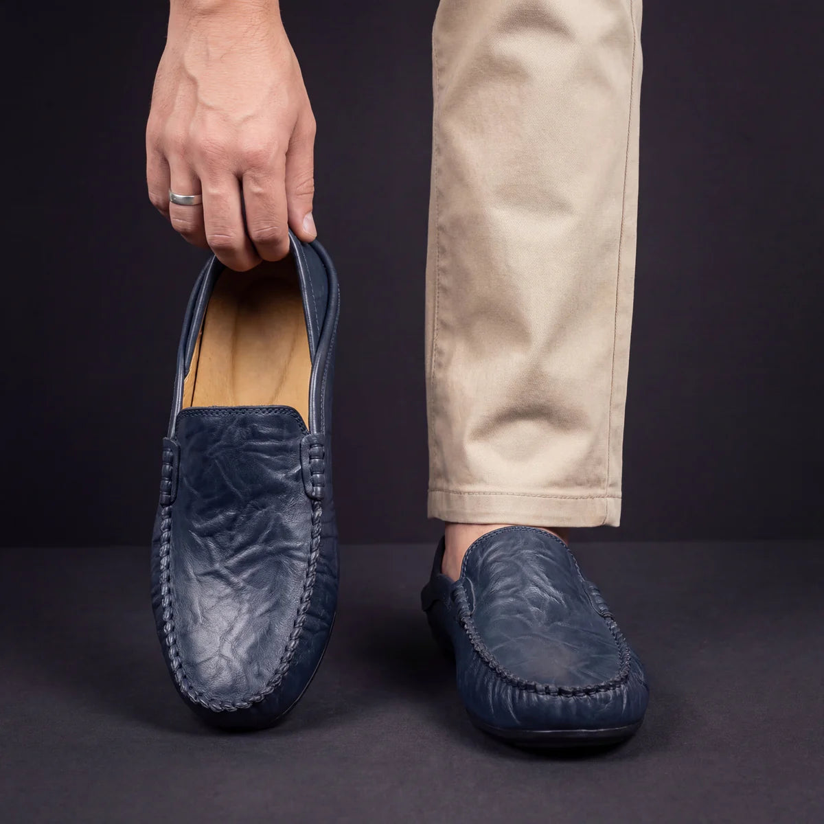 Jorick - Mocasines de Cuero Genuino Flexible