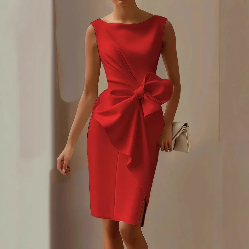 Carina - Vestido Elegante De Satén Ajustado Con Lazo