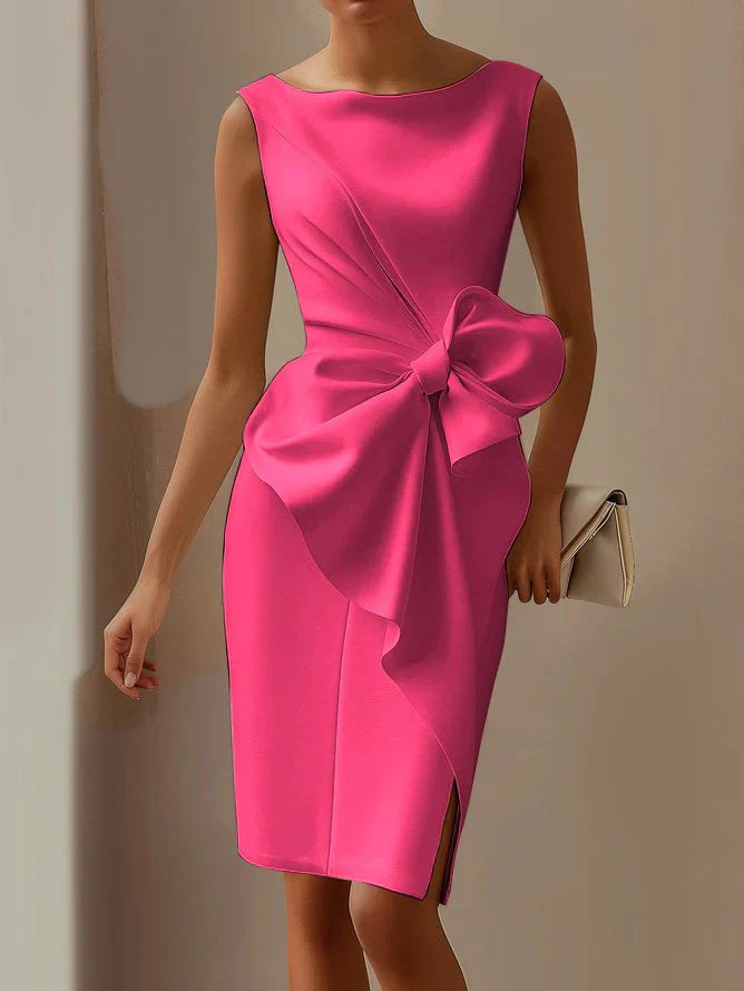 Carina - Vestido Elegante De Satén Ajustado Con Lazo