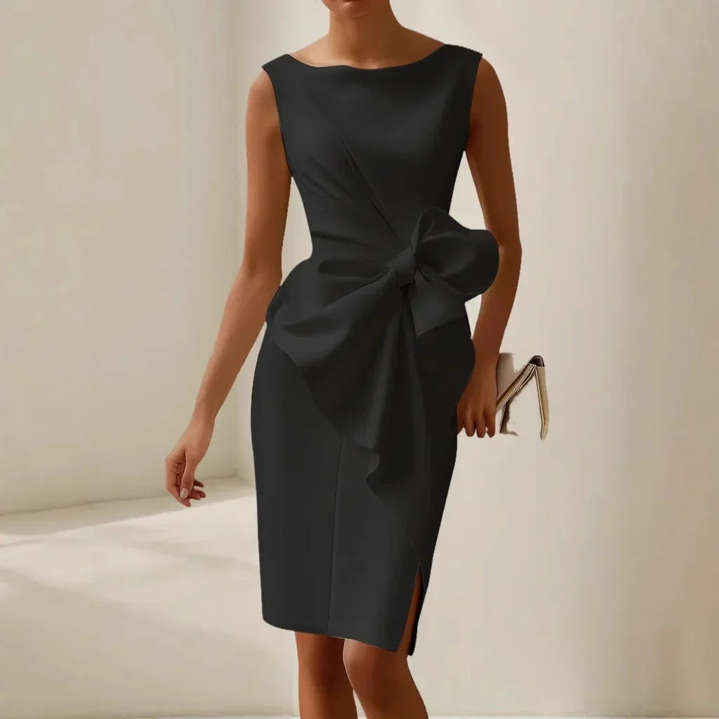 Carina - Vestido Elegante De Satén Ajustado Con Lazo