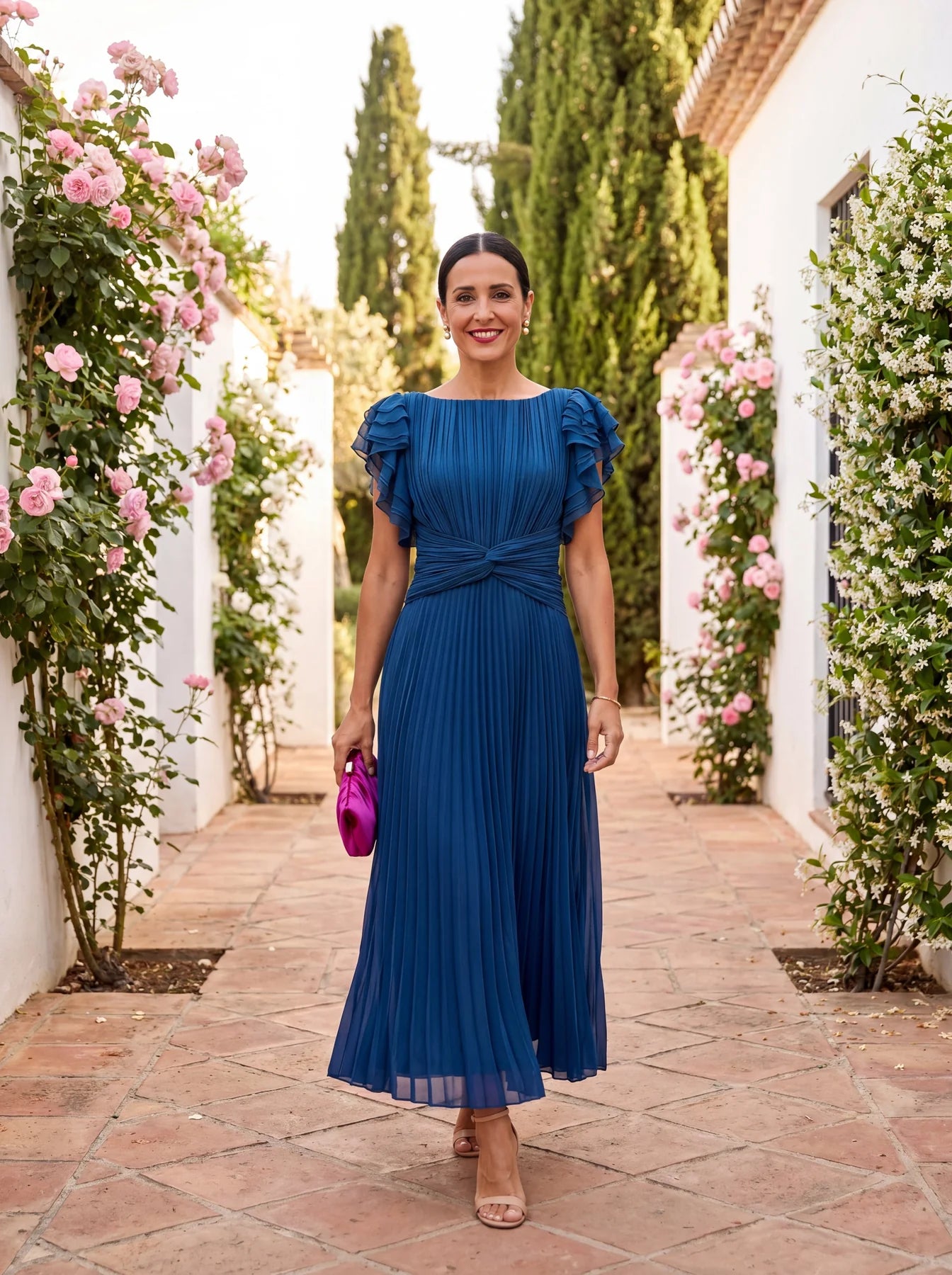 Rosanna - Vestido Largo de Ceremonia Elegante Plisado