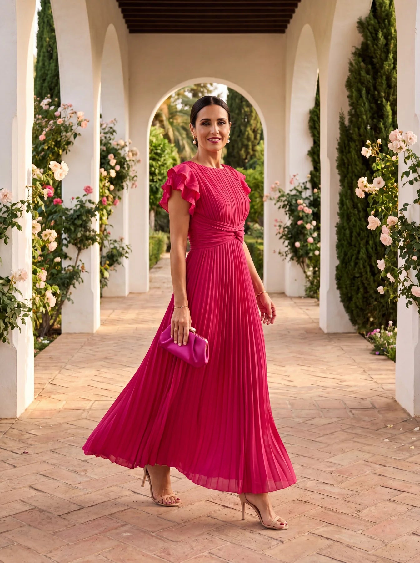 Rosanna - Vestido Largo de Ceremonia Elegante Plisado