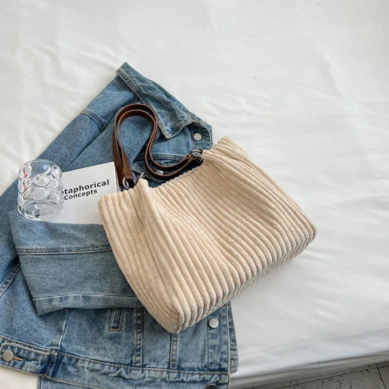 Violaine - Sac Cabas en Velours Côtelé