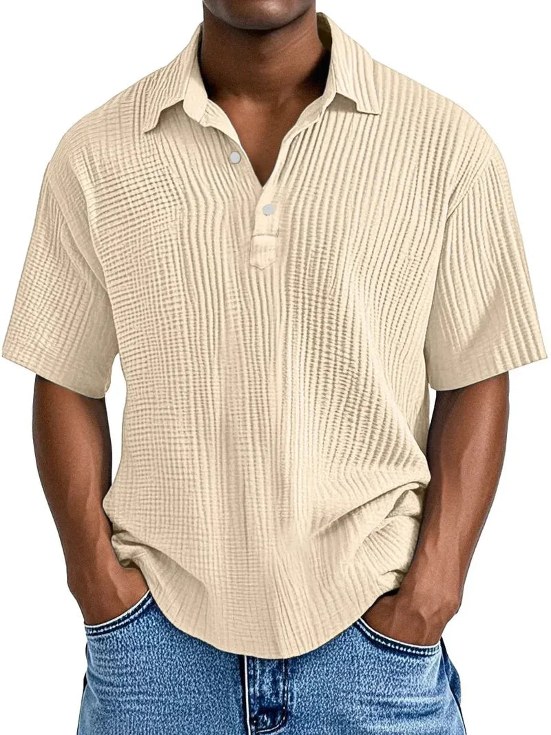Renaud - Polo Plisado de Manga Corta para Hombre