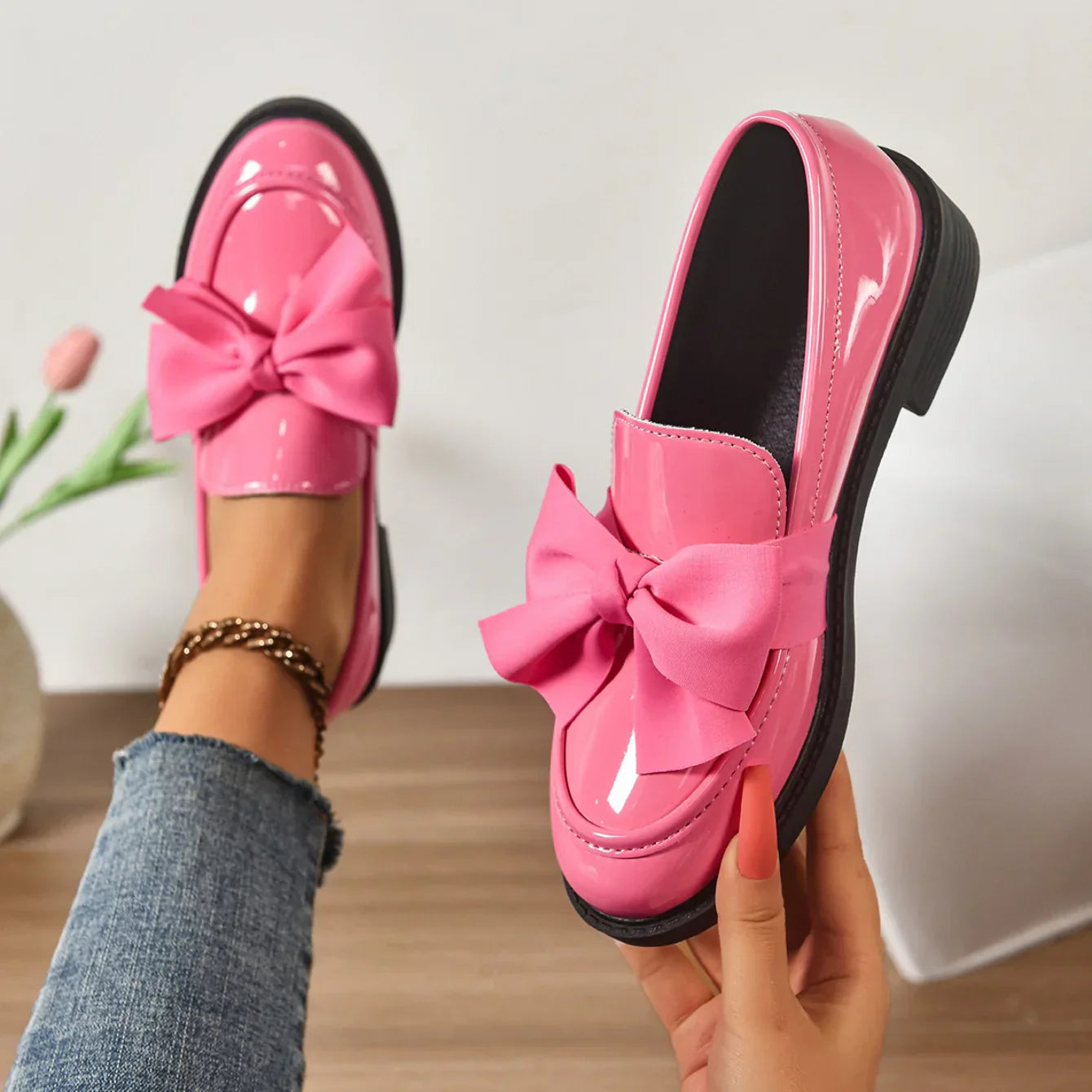 Syuzi - Mocassins Vernis à Nœud Plateforme Confort