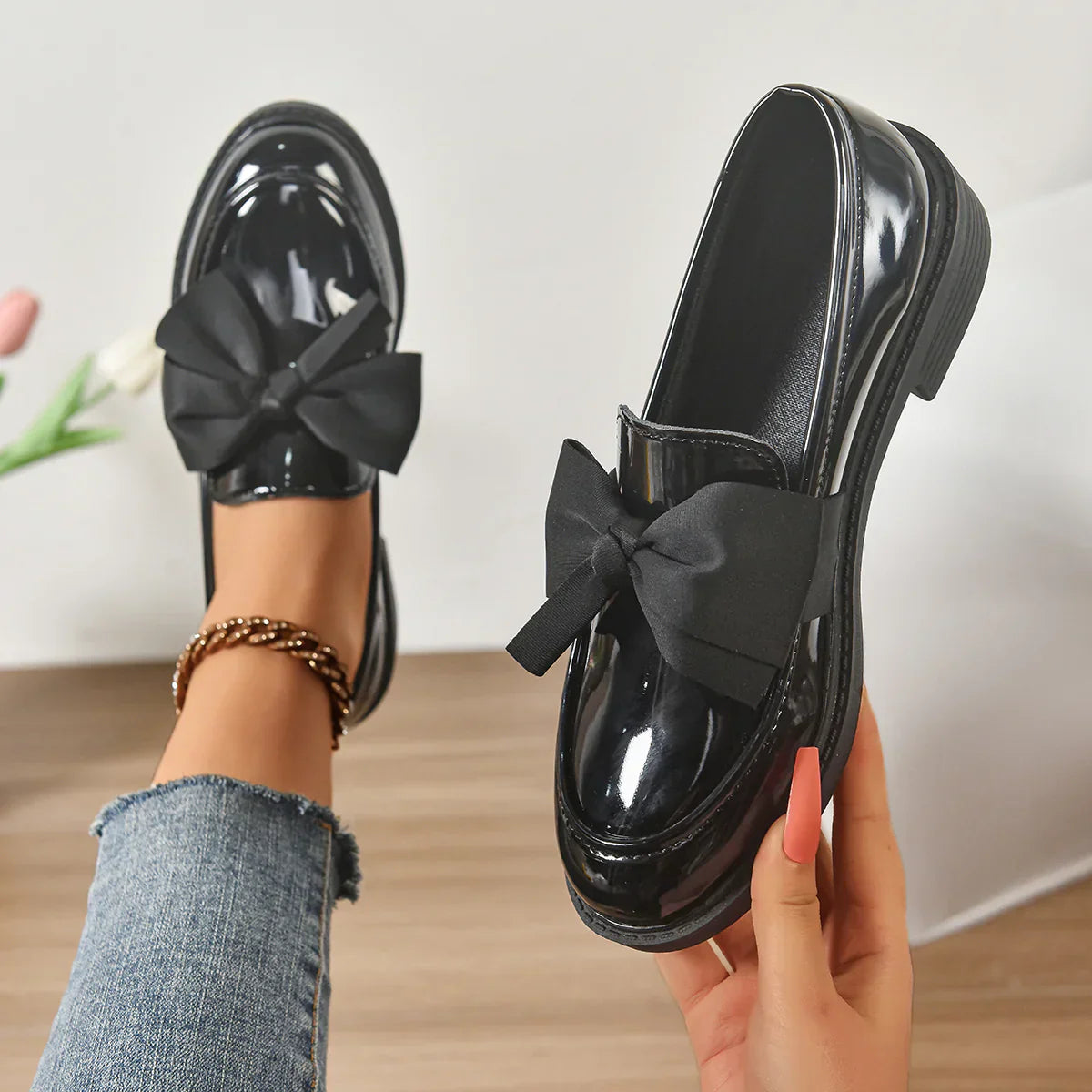 Syuzi - Mocassins Vernis à Nœud Plateforme Confort