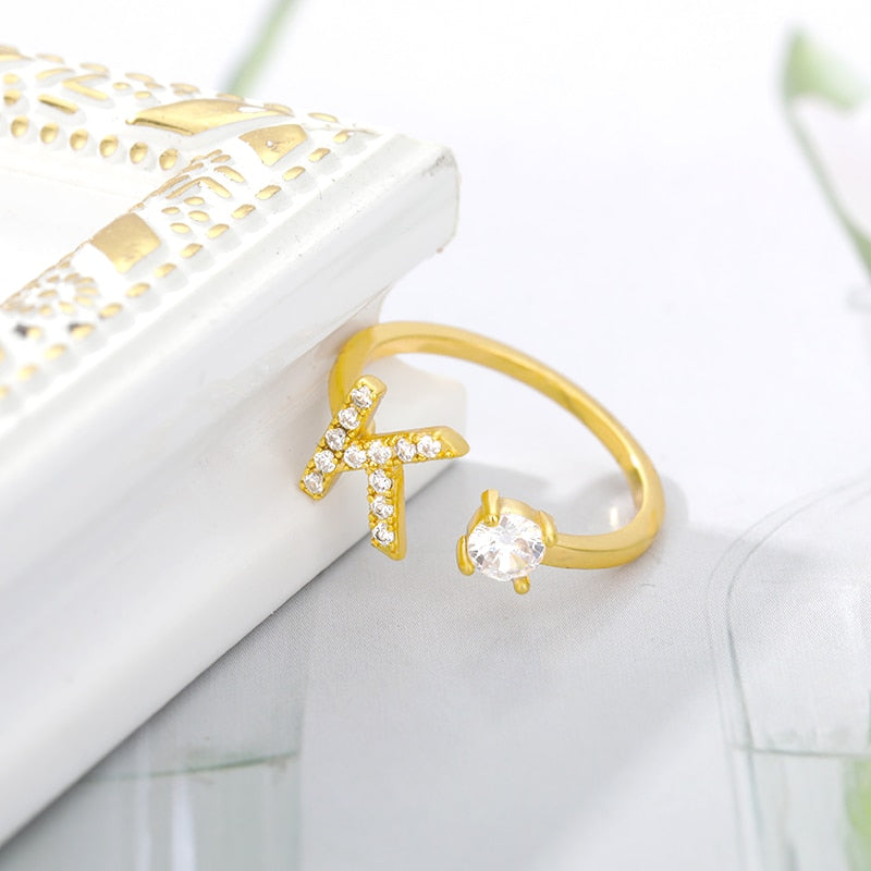 Buenos Aires - Bague Ajustable Initial Personnalisé