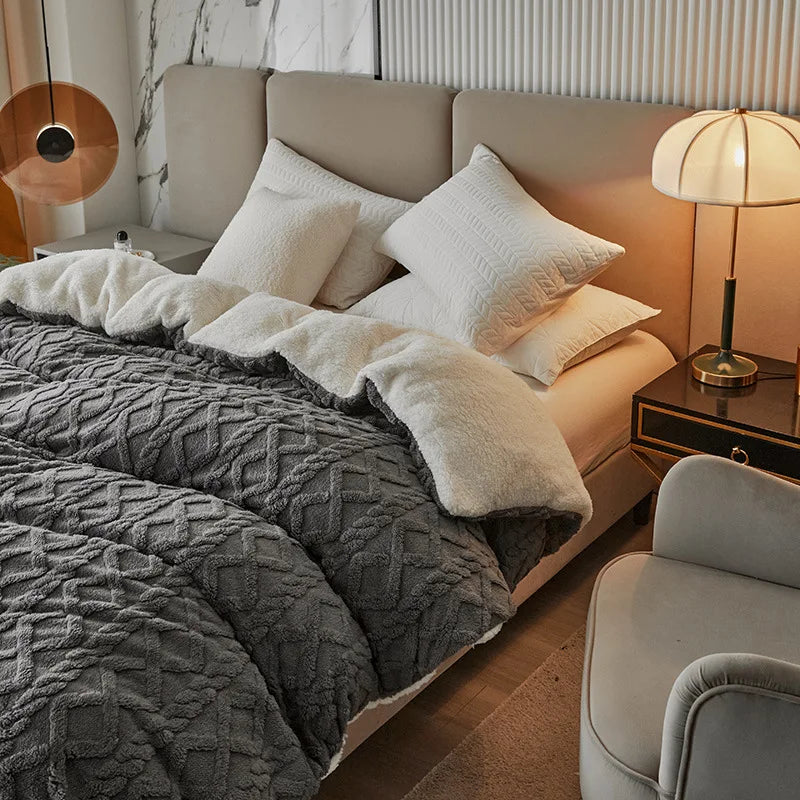 Liuxe™ - Couverture Polaire Double Épaisseur Laine d'Agneau