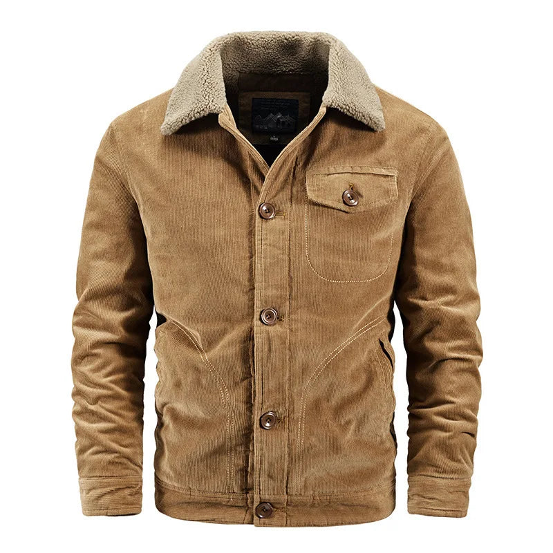 Brahim - Blouson Casual en Velours Côtelé Doublée de Sherpa
