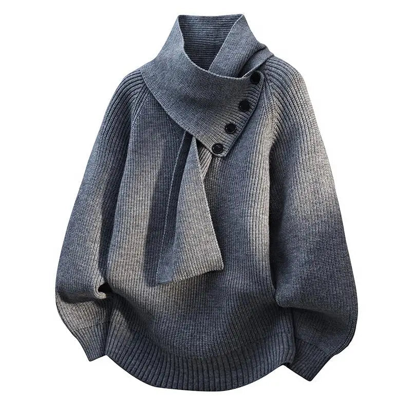 Anya - Pull en Maille Col Effet Écharpe Chic