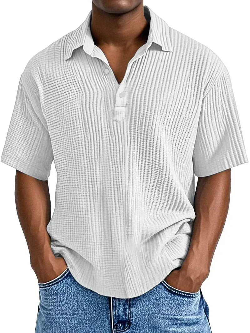 Renaud - Polo Plisado de Manga Corta para Hombre
