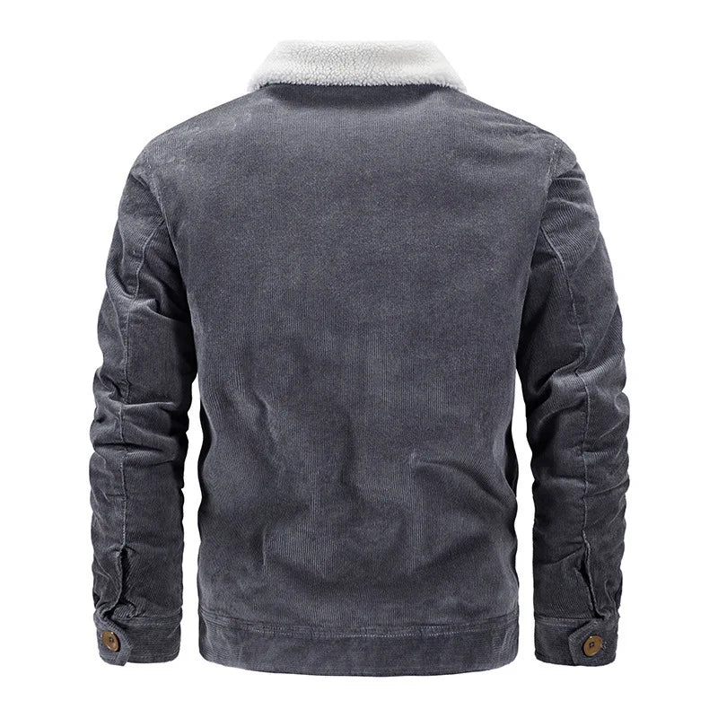 Brahim - Blouson Casual en Velours Côtelé Doublée de Sherpa