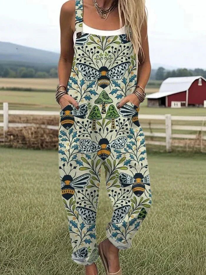 Melyssa - Retro Mønstrede Letvægts Overalls