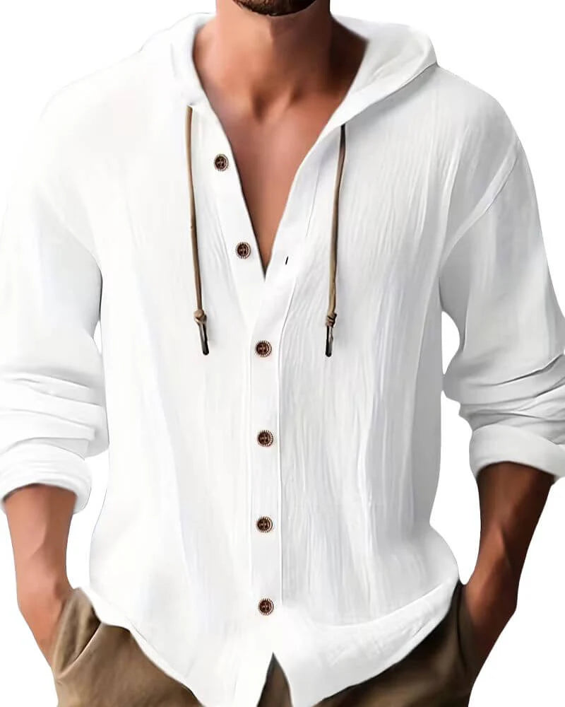 Jarell - Blusa Boho con Capucha de Lino