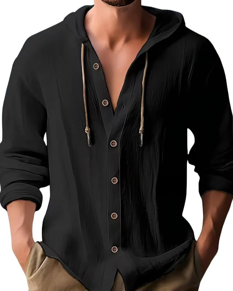 Jarell - Blusa Boho con Capucha de Lino