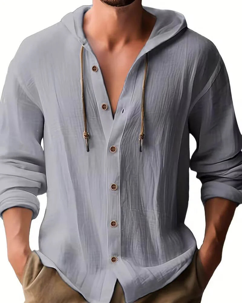 Jarell - Blusa Boho con Capucha de Lino