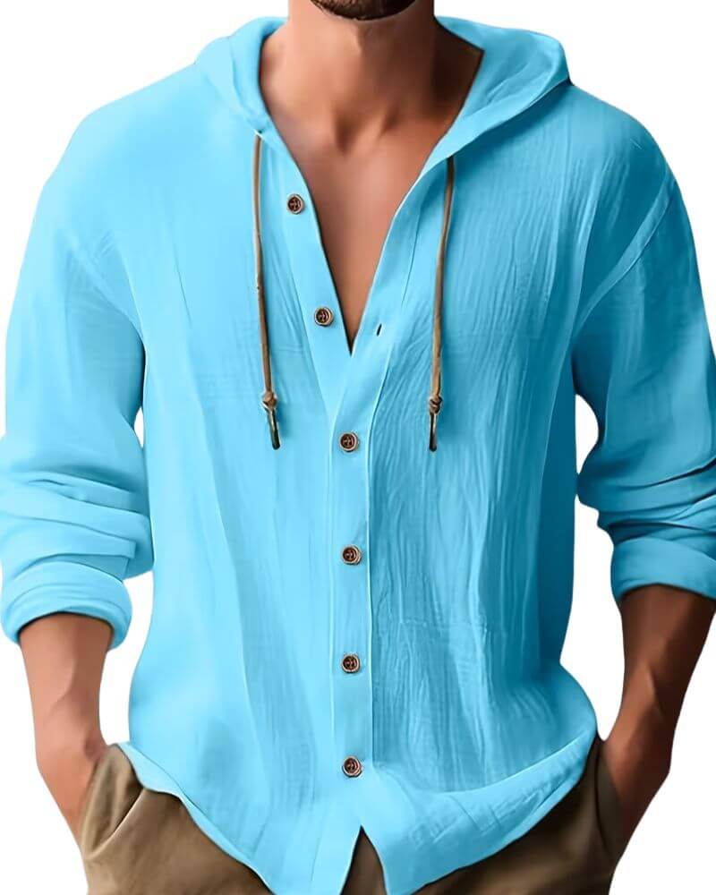 Jarell - Blusa Boho con Capucha de Lino