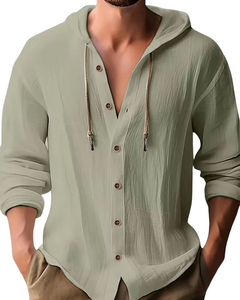 Jarell - Blusa Boho con Capucha de Lino