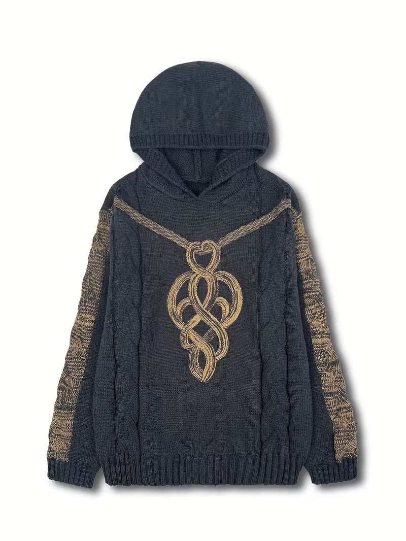 Abigaelle - Pull Vintage en Maille Naturelle à Capuche