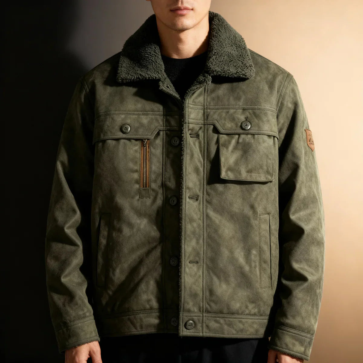 Niels - Veste en Daim Haut de Gamme Doublure Sherpa