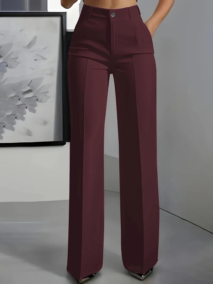 Esma - Élégant Pantalon Taille Haute Stretch Confort