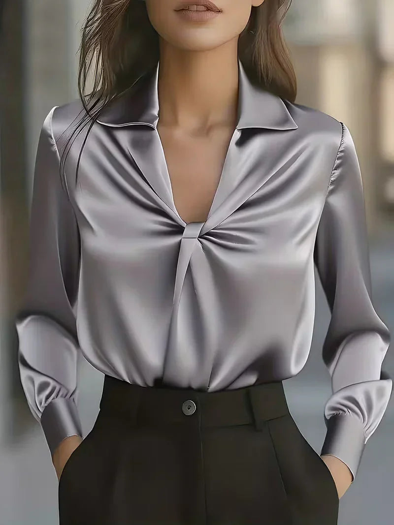 Keira - Blusa De Seda Lujosa Con Drapeado