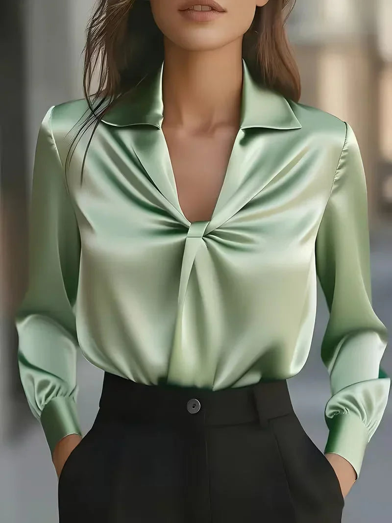 Keira - Blusa De Seda Lujosa Con Drapeado