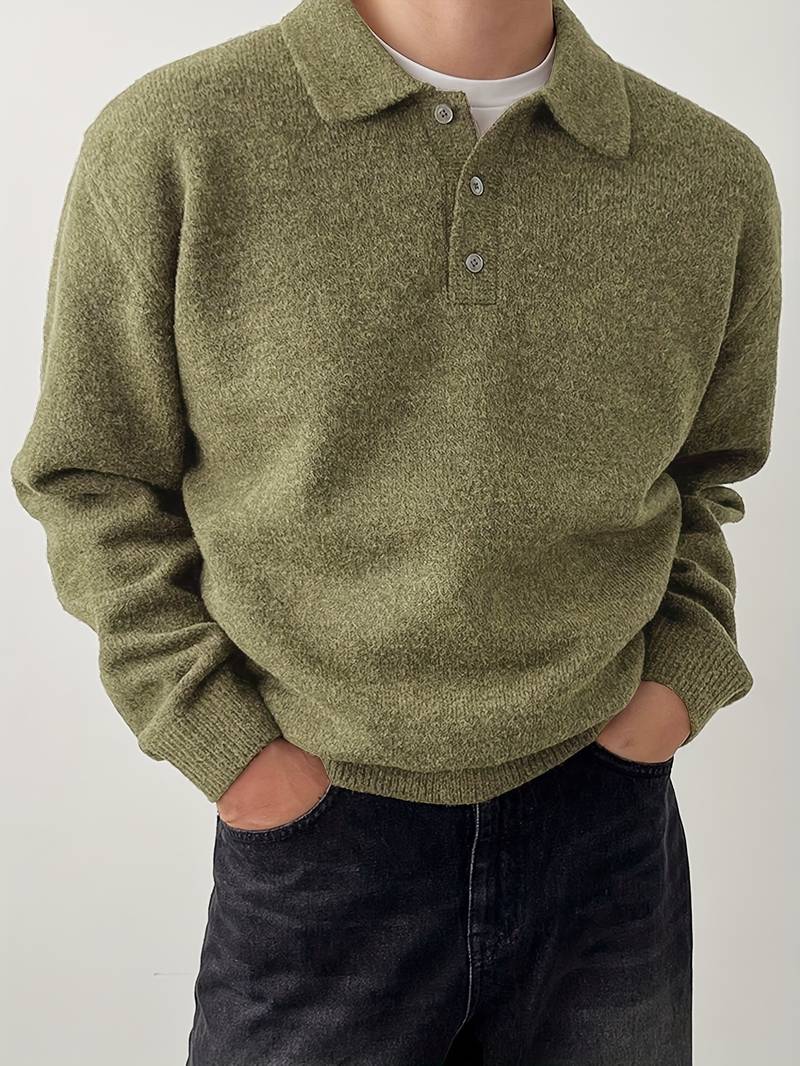 Ilias - Suéter Polo con Botones de Lana Merino