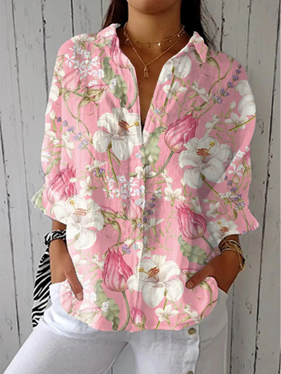 Adelaide - Blusa Ligera Casual Chic Floral de Algodón