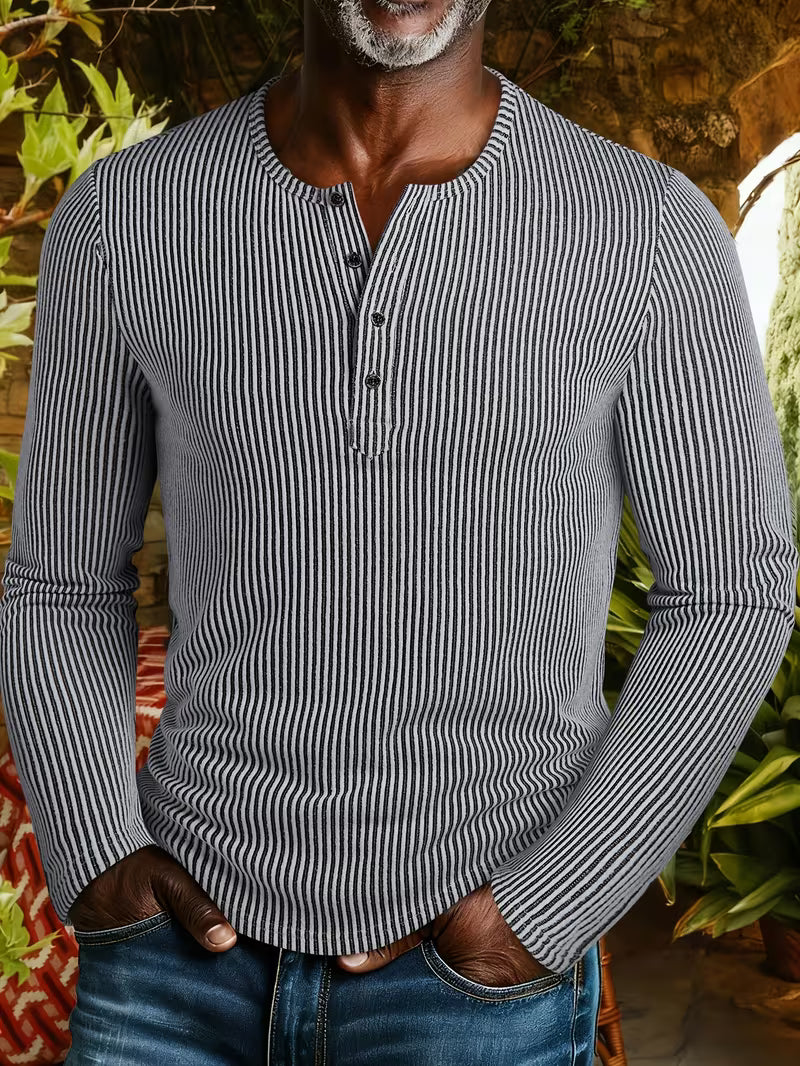 Orso - Camiseta Térmica Acanalada con Cuello Abotonado