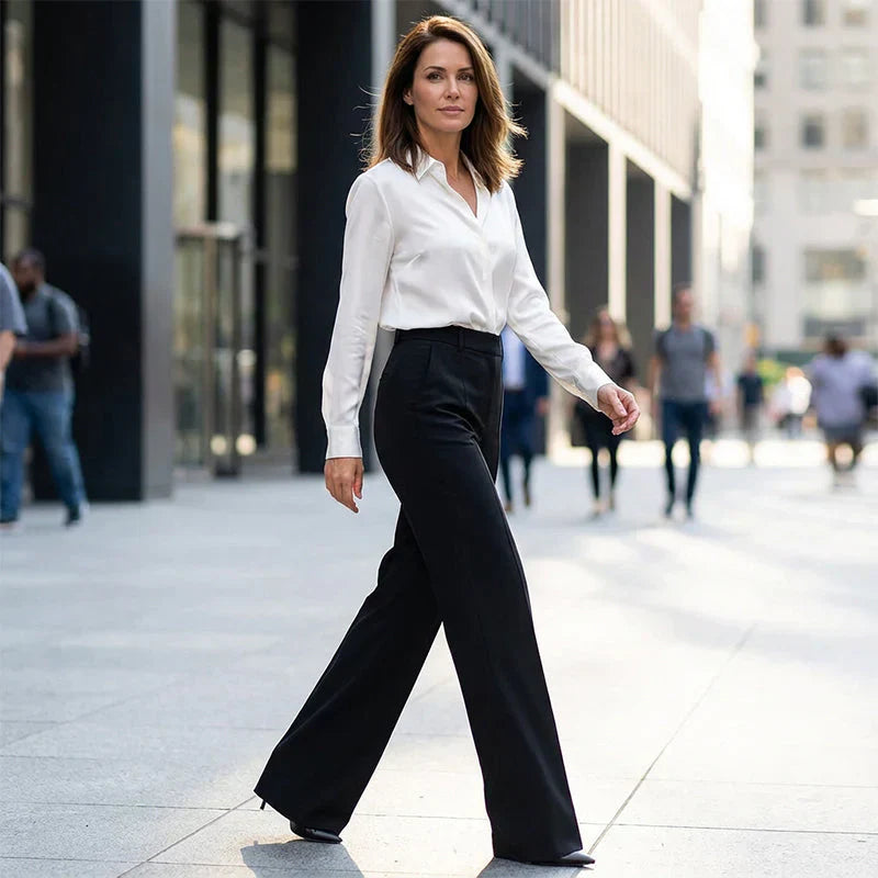 Esma - Élégant Pantalon Taille Haute Stretch Confort