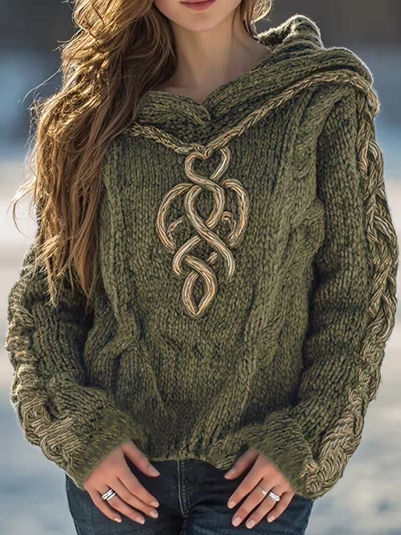 Abigaelle - Pull Vintage en Maille Naturelle à Capuche