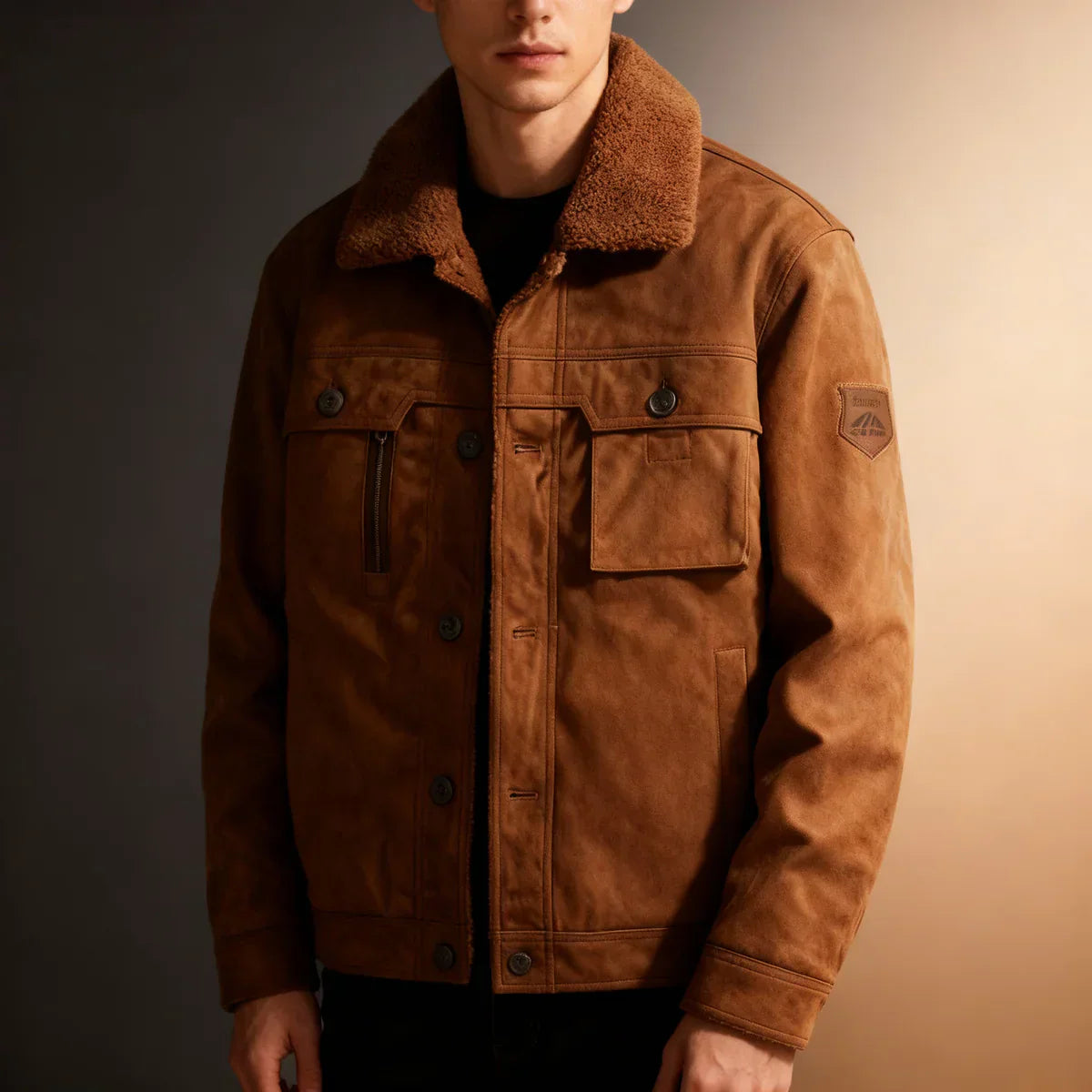 Niels - Veste en Daim Haut de Gamme Doublure Sherpa