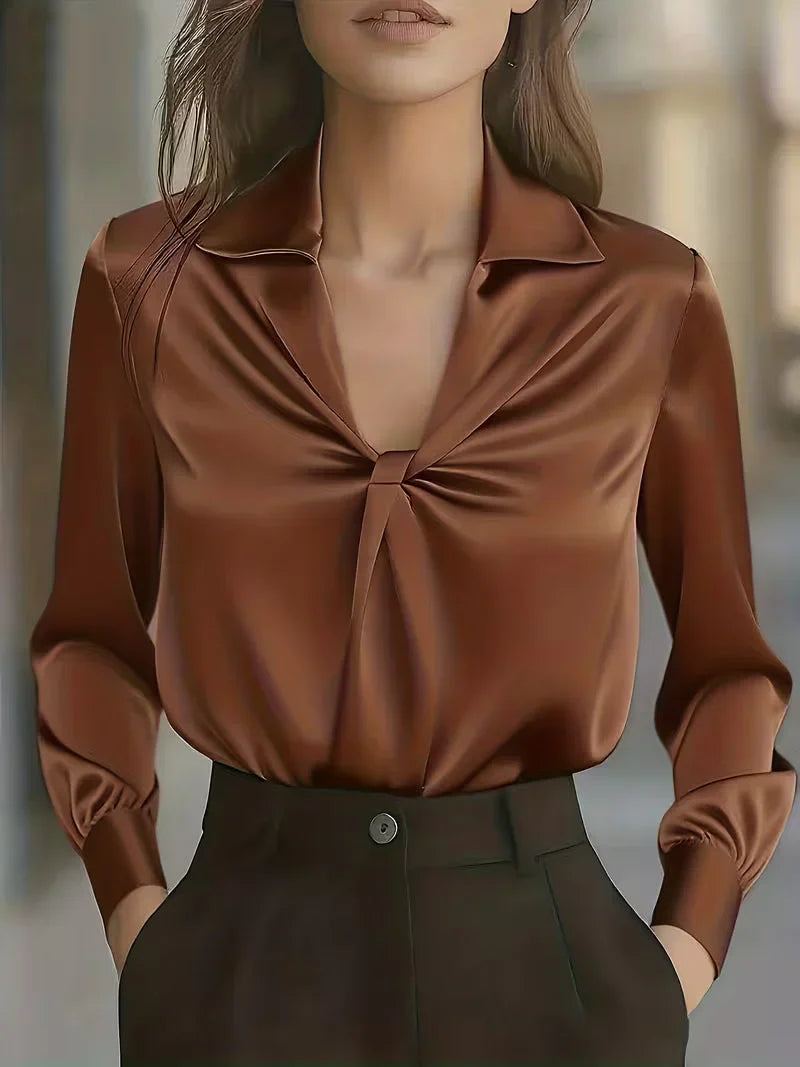 Keira - Blusa De Seda Lujosa Con Drapeado