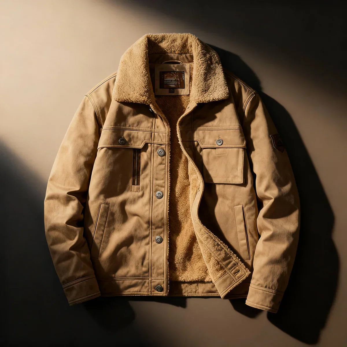 Niels - Veste en Daim Haut de Gamme Doublure Sherpa