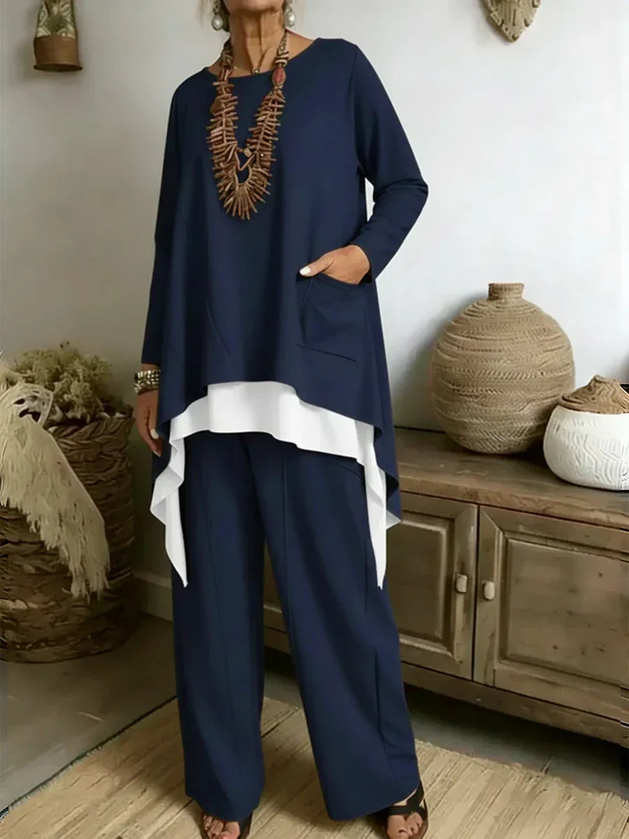 Soufya - Ensemble Blouse et Pantalon Ample｜Collier Offert