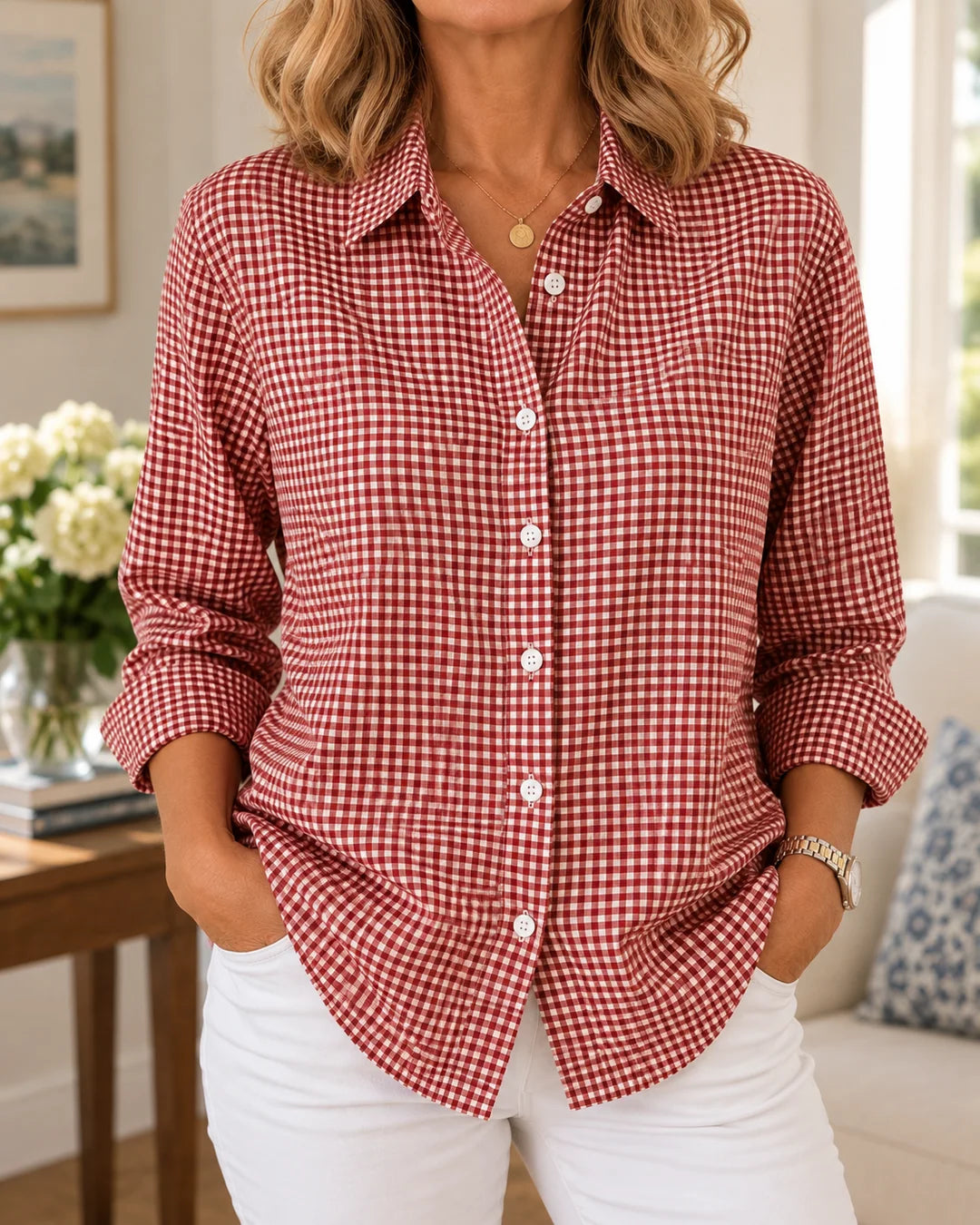Adelie - Camisa de Algodón Atemporal a Finas Rayas