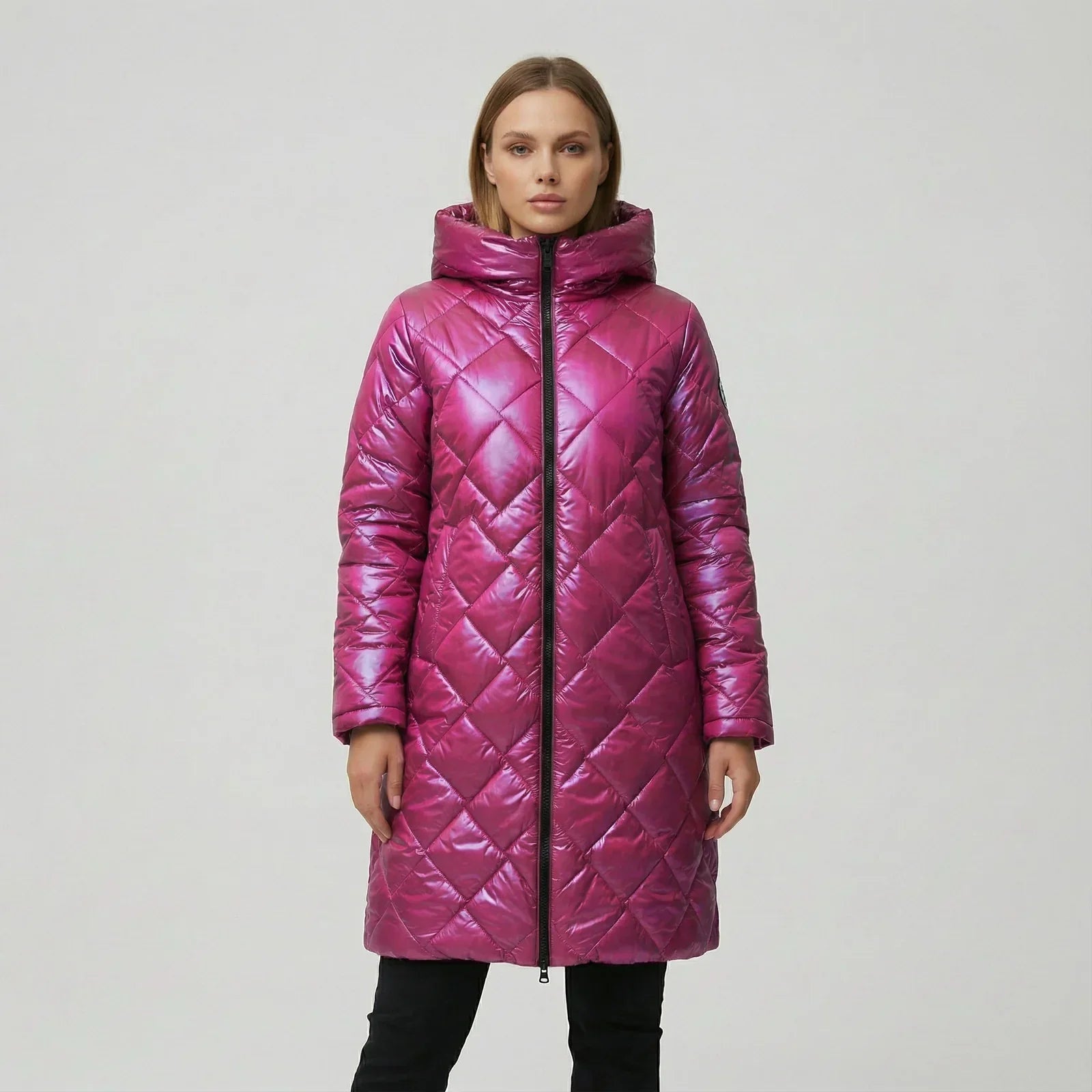 Natalia - Long Manteau Matelassé Luxueux à Capuche