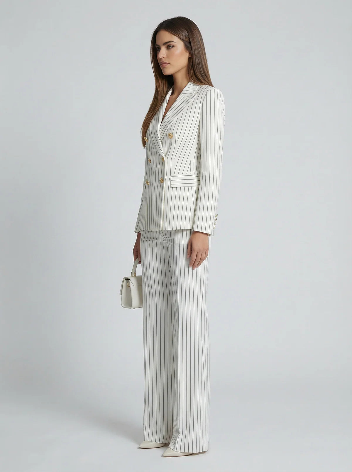 Shanelle - Traje Clásico de Rayas Elegante