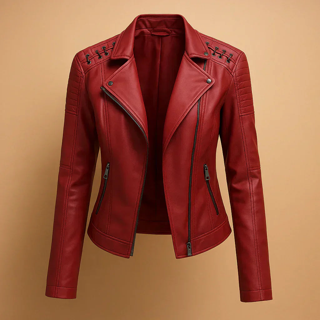 Nawel - Chaqueta de Cuero Ajustada para Mujer