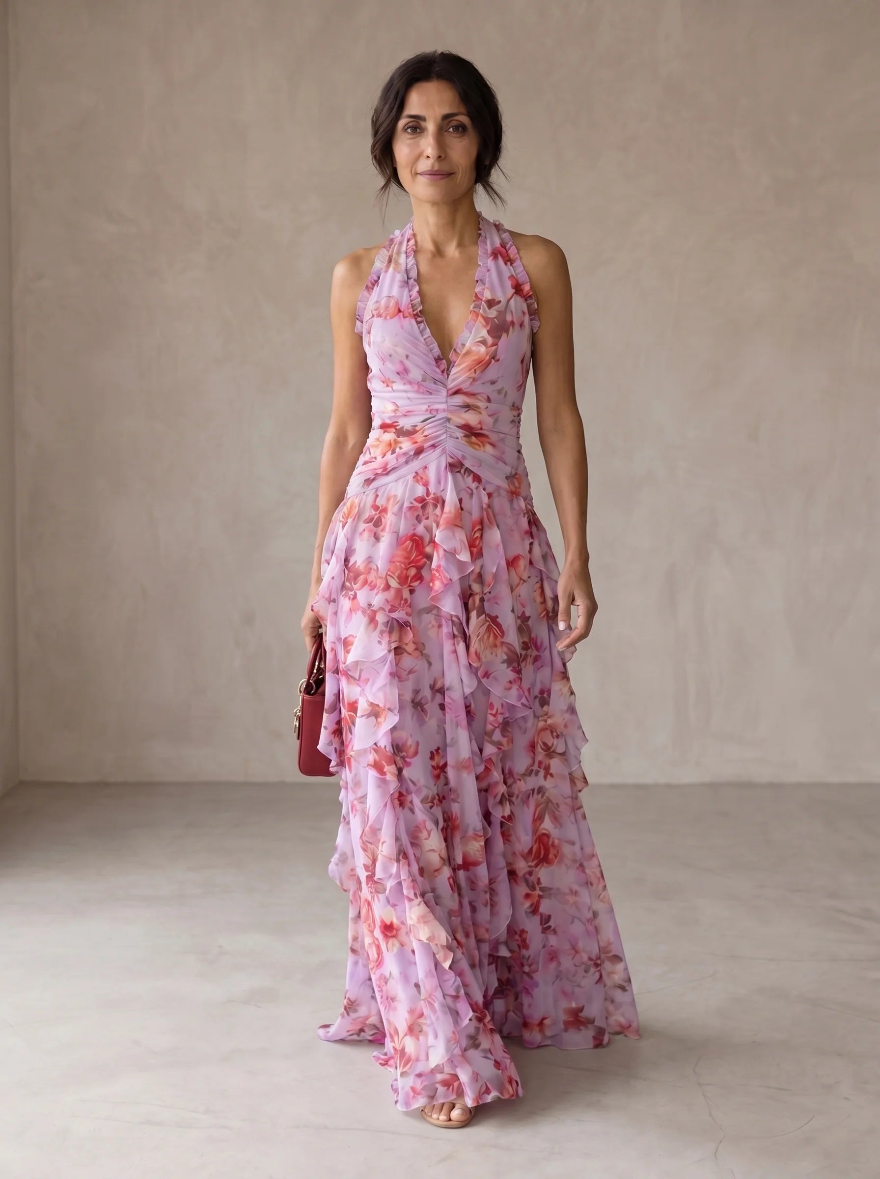 Margherita - Vestido Largo con Volantes y Flores Romántico