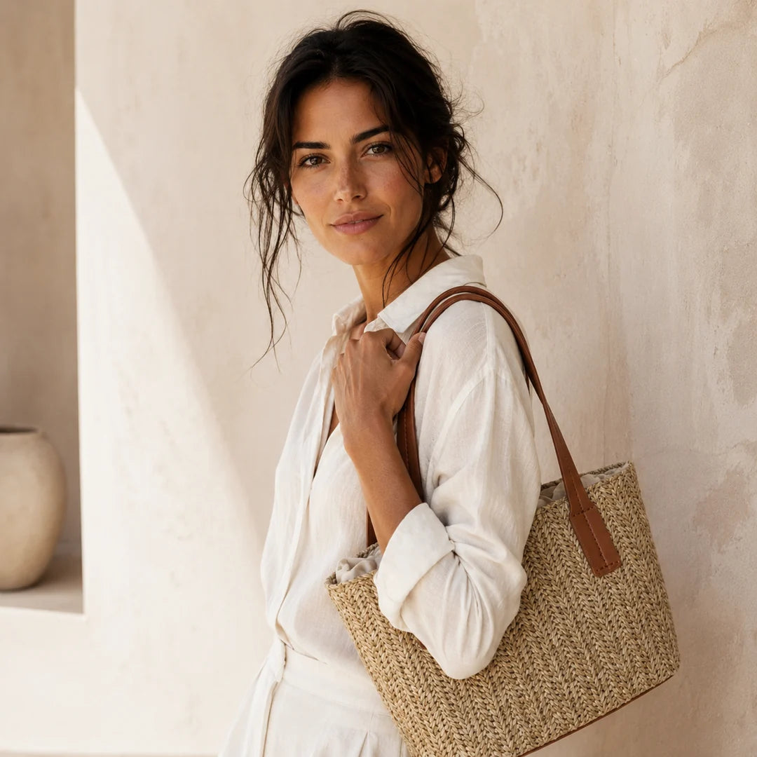 Keyla - Bolso de Mano Minimalista de Cesta Chic Artesanal