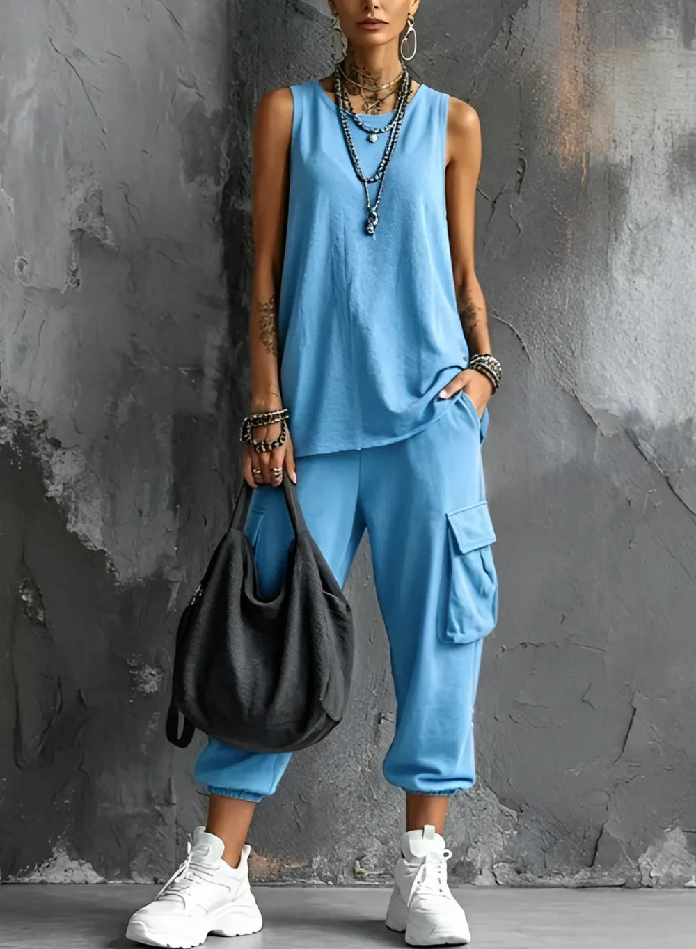 Lubiana - Conjunto Sport Casual con Bolso de Algodón