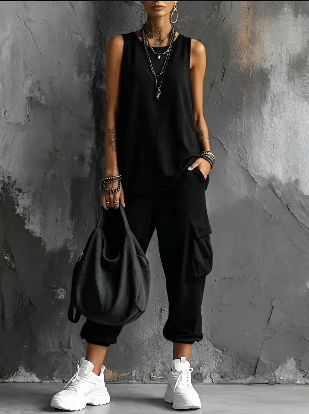 Lubiana - Conjunto Sport Casual con Bolso de Algodón