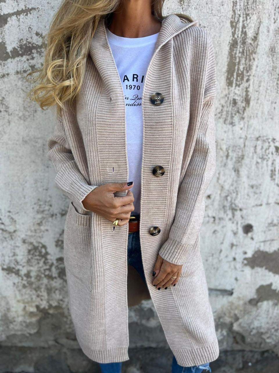 Djenna - Cardigan Long en Tricot Élégant