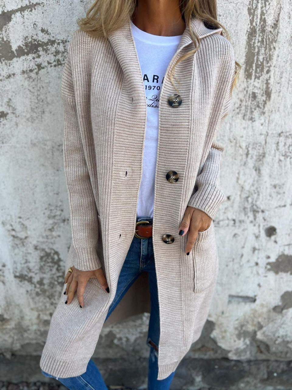 Djenna - Cardigan Long en Tricot Élégant