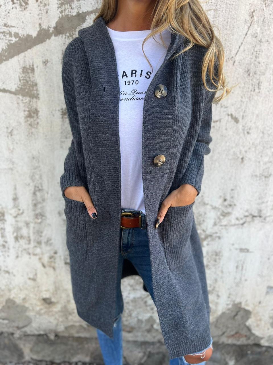 Djenna - Cardigan Long en Tricot Élégant